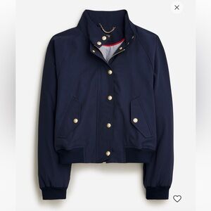J. Crew Collection Navy Bomber Jacket with Gold-Tone Snaps